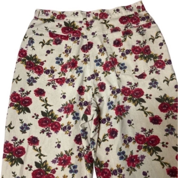 Vintage Gitano Tan Floral Rose Relaxed Fit 90s High Waist Jeans Size 12 - Picture 4 of 5